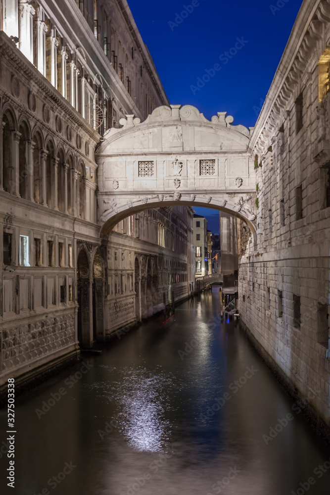 famous bridge of Sighs in Venice Venice city at night, Italy