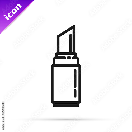 Black line Lipstick icon isolated on white background. 8 March. International Happy Women Day. Vector Illustration
