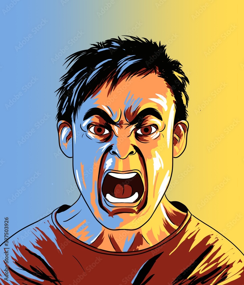Angry male emotion digital illustration 