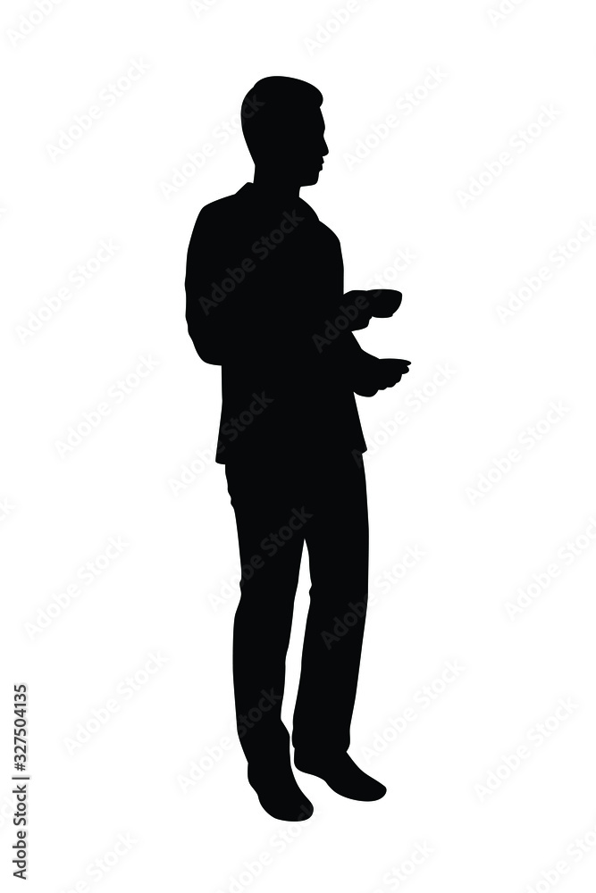 Business man with coffee cup silhouette