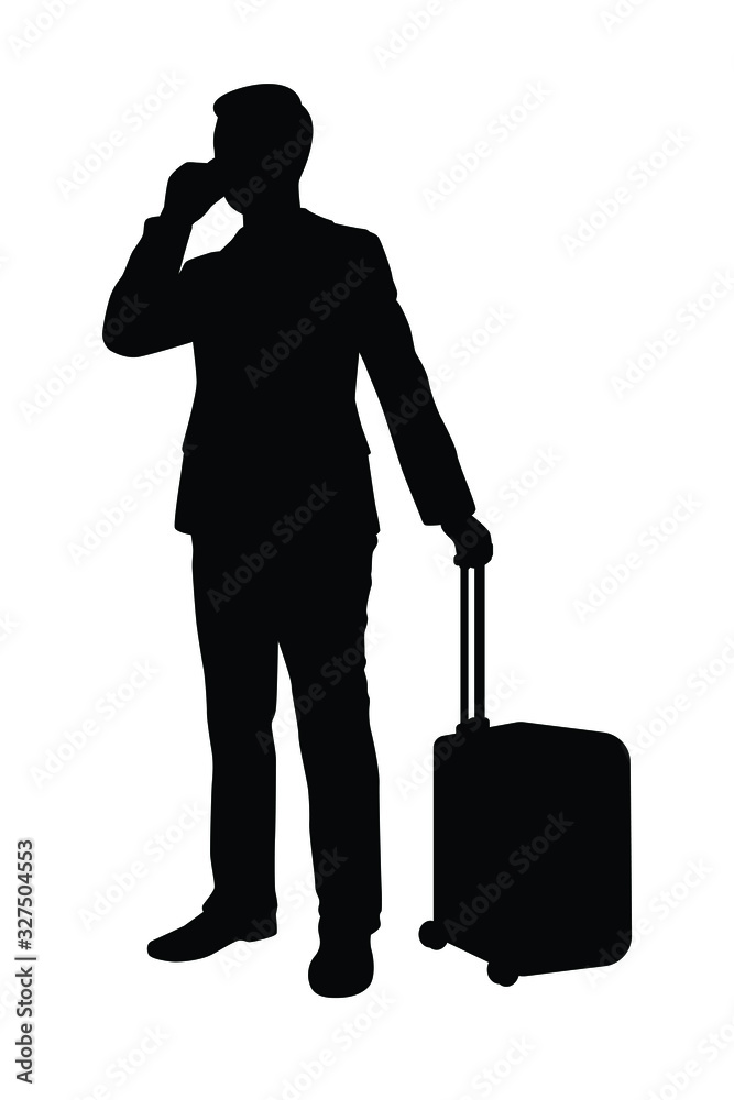 Business man with suitcase silhouette Business man with suitcase silhouette
