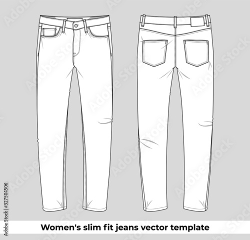 Women`s slim fit jeans vector template