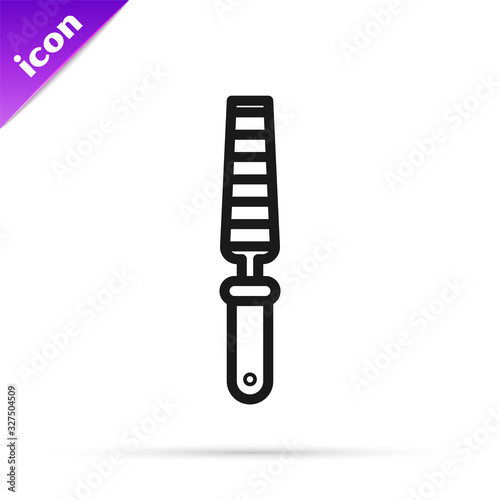Black line Chisel tool for wood icon isolated on white background. Vector Illustration