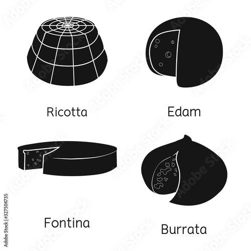 Vector design of product and milk sign. Collection of product and food stock vector illustration.