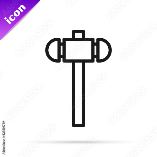 Black line Sledgehammer icon isolated on white background. Vector Illustration