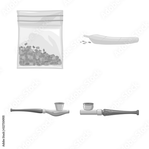 Vector design of narcotic and drug logo. Collection of narcotic and addiction stock vector illustration.