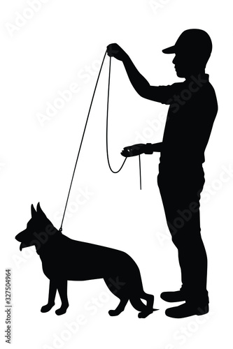 Man and dog silhouette, pet