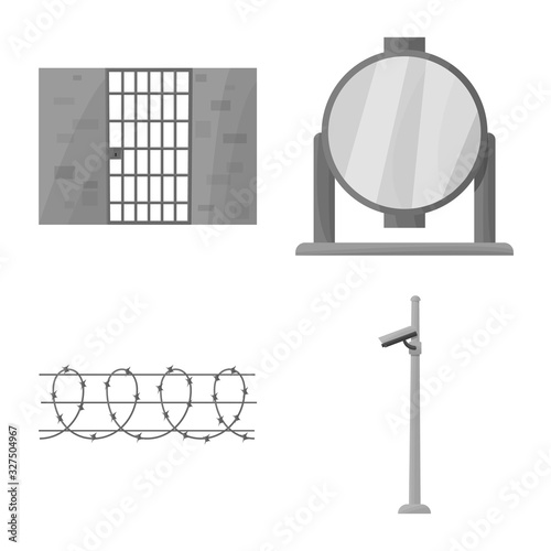 Vector illustration of crime and legal logo. crime and security stock symbol for web.