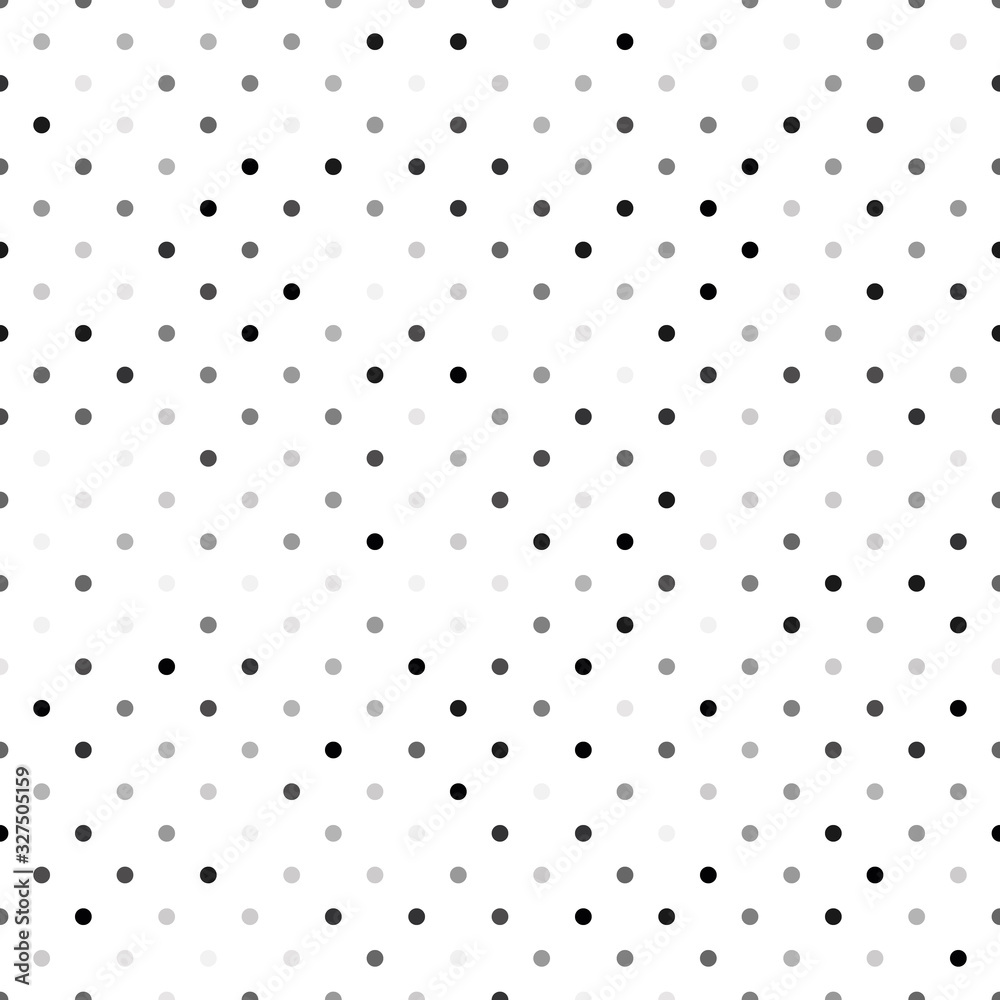 Seamless polka dot pattern. Grey dots in random sizes on white background. Vector illustration Seamless polka dot pattern. Grey dots in random sizes on white background. Vector illustration