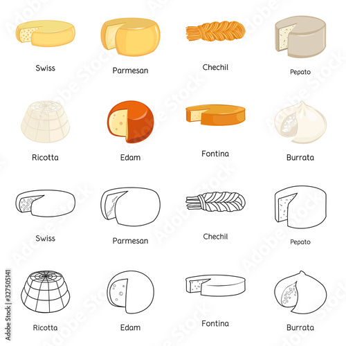 Isolated object of breakfast and piece sign. Collection of breakfast and product stock symbol for web.