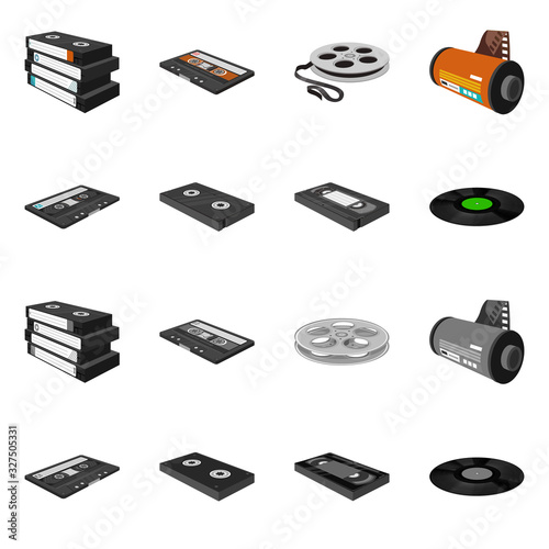 Vector design of equipment and device symbol. Set of equipment and player vector icon for stock.