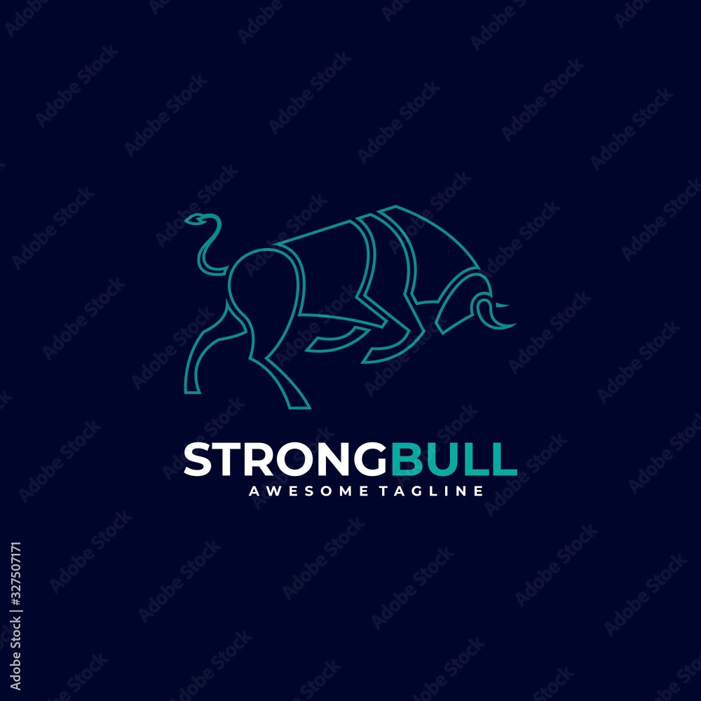 Vector Logo Illustration Bull Gradient Line Art