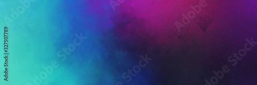 vintage abstract painted background with light sea green, very dark violet and strong blue colors and space for text or image. can be used as horizontal header or banner orientation