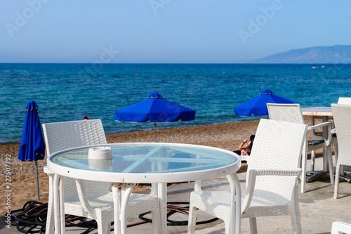 cafe on the beach of the Mediterranean Sea in Cyprus