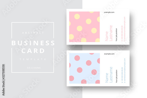 Trendy minimal abstract business card template. Modern corporate stationery id layout with geometric pattern. Vector fashion background design with information sample name text.
