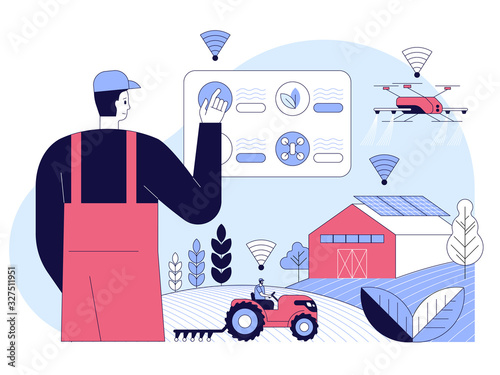Smart farming, iot, agriculture technology concept