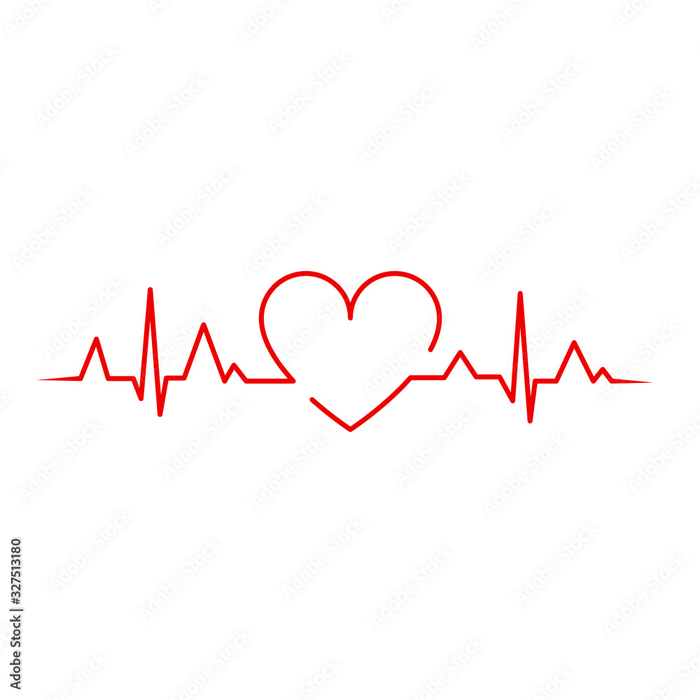 Red pulse heart icon. Heartbeat Heart line. Heart sign in flat dasign Stock  Vector | Adobe Stock