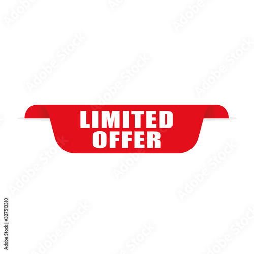 Red banner special offer. Limited offer discount label. Ad offer on shopping day Red vector banner.