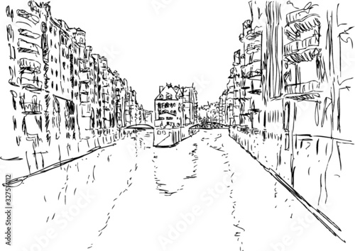 Sketch of Speicherstadt Hamburg