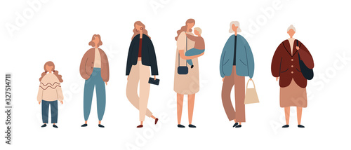 Modern women of various ages. Flat vector illustration