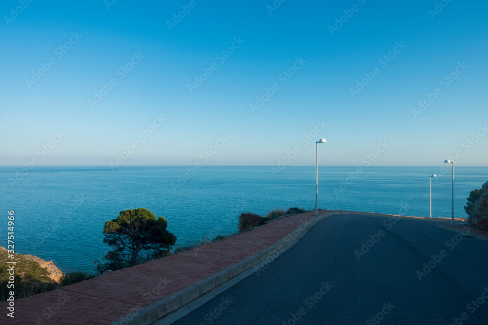 The coast of the renega in Oropesa a clear summer day