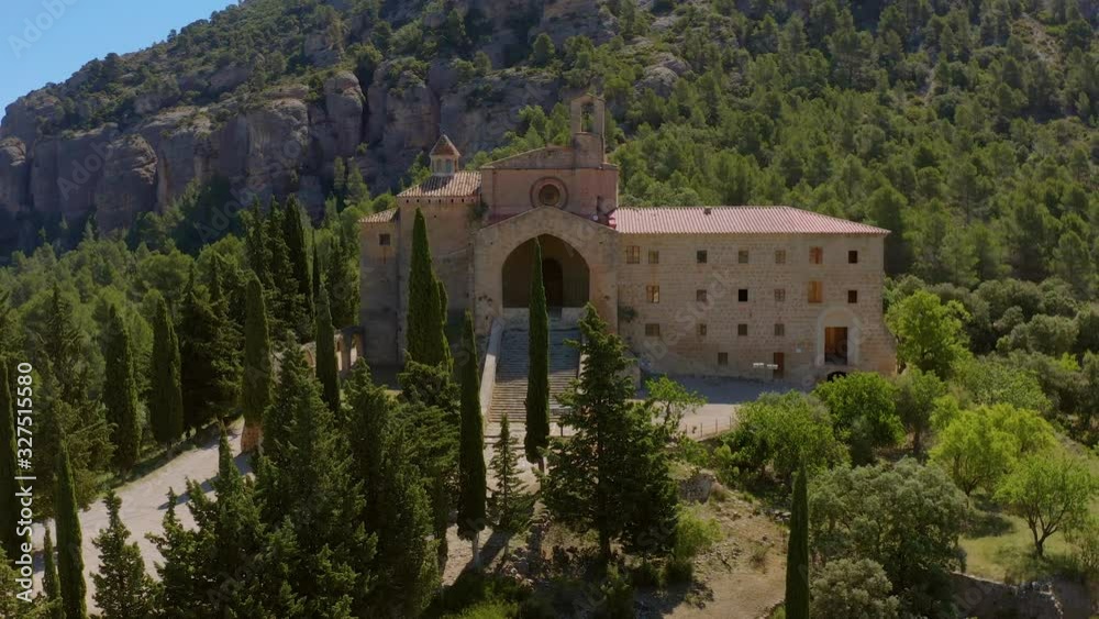 Aerial view of Monastery of Sant Salvador, Horta de Sant Joan, Catalonia, Spain Aerial view of Monastery of Sant Salvador, Horta de Sant Joan, Catalonia, Spain