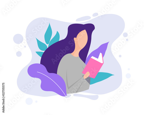 Girl studying with some books. Young student girl. Education and learning concept