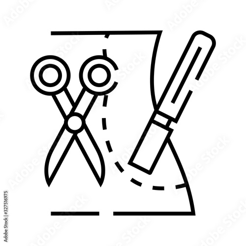 Plastic sergery incision line icon, concept sign, outline vector illustration, linear symbol.
