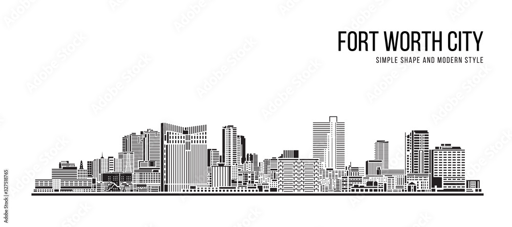 Cityscape Building Abstract Simple shape and modern style art Vector design - Fort worth city