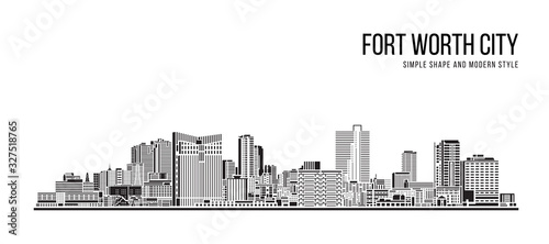 Cityscape Building Abstract Simple shape and modern style art Vector design - Fort worth city