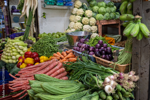 All kinds of fresh vegetables for sale at the Crawford Market in Mumbai India (Bombay)