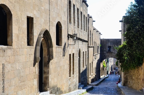 Rhodes, Greece. Ippoton Street (Knights Street) in Rhodes, Greece. Narrow street of medieval Old Town of Rhodes town. UNESCO World Heritage photo