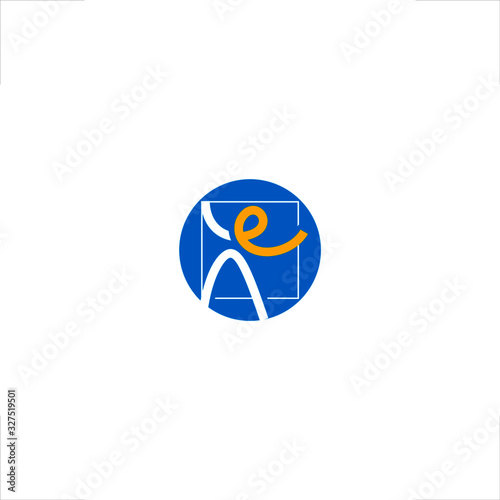 Person logo figure in square design E letter