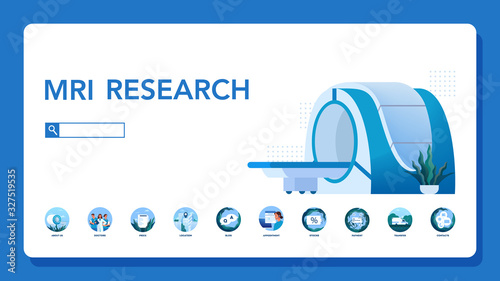 Magnetic resonance imaging website header. Medical research and diagnosis.