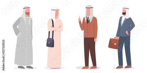 Muslim man talk to each other. Arabian business man wearing