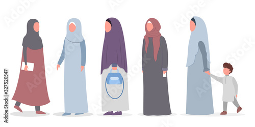 Muslim woman talk to each other. Arabian business woman