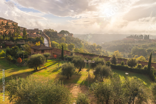 View from city wall with beautiful landscape. Italy