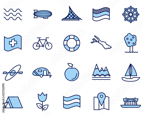 Bodensee Urlaub Süddeutschland Vector Icon Illustration Set