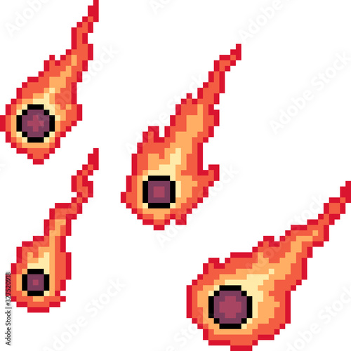 vector pixel art isolated meteor