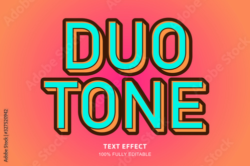 Duotone color style text effect, editable text