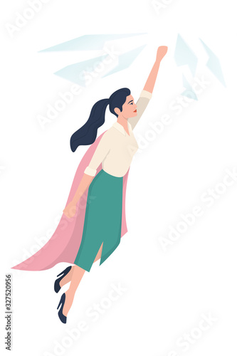 Female superhero character. Young powerful and beautiful woman
