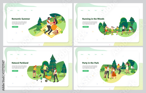 Park activities set. Advertising web banner set fot city park.