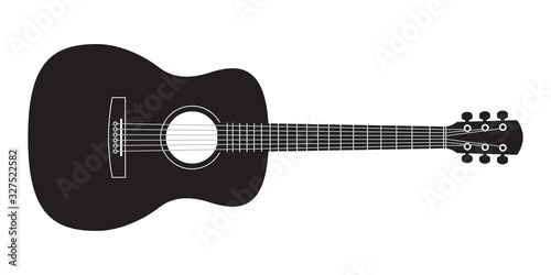 Fotografie, Obraz Acoustic guitar black silhouette