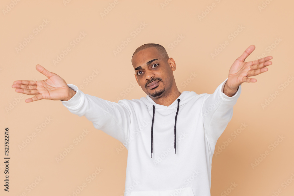 African guy with a white sweatshirt African guy with a white sweatshirt
