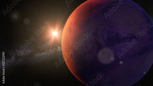 planet Mars, sunrise on the red planet