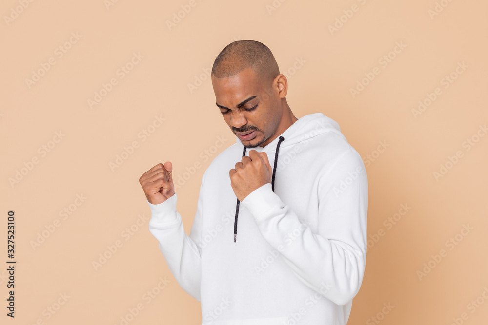 African guy with a white sweatshirt African guy with a white sweatshirt