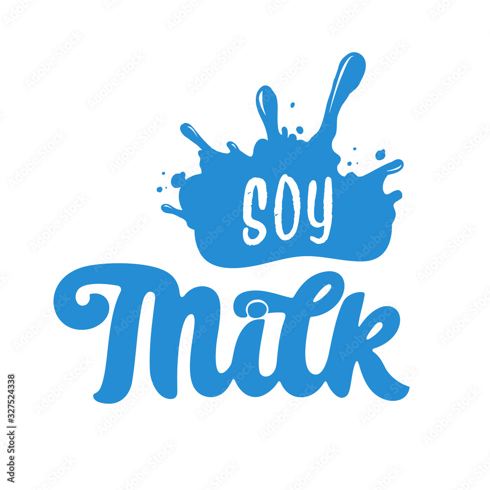 Fototapeta premium Soy Milk handwritten lettering. Soy Milk typography vector design for milk packaging. Design template. Vector illustration.