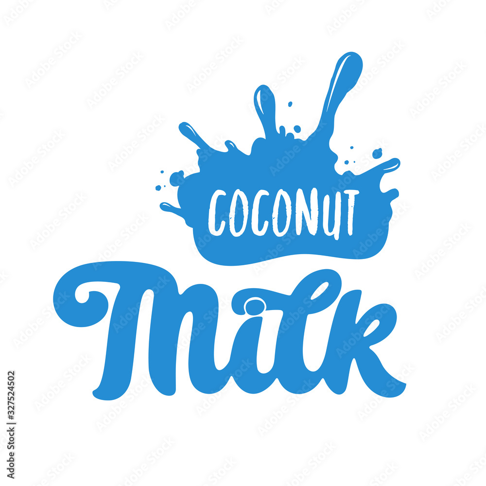 Coconut Milk handwritten lettering. Coconut Milk typography vector design for milk packaging. Design template. Vector illustration Coconut Milk handwritten lettering. Coconut Milk typography vector design for milk packaging. Design template. Vector illustration