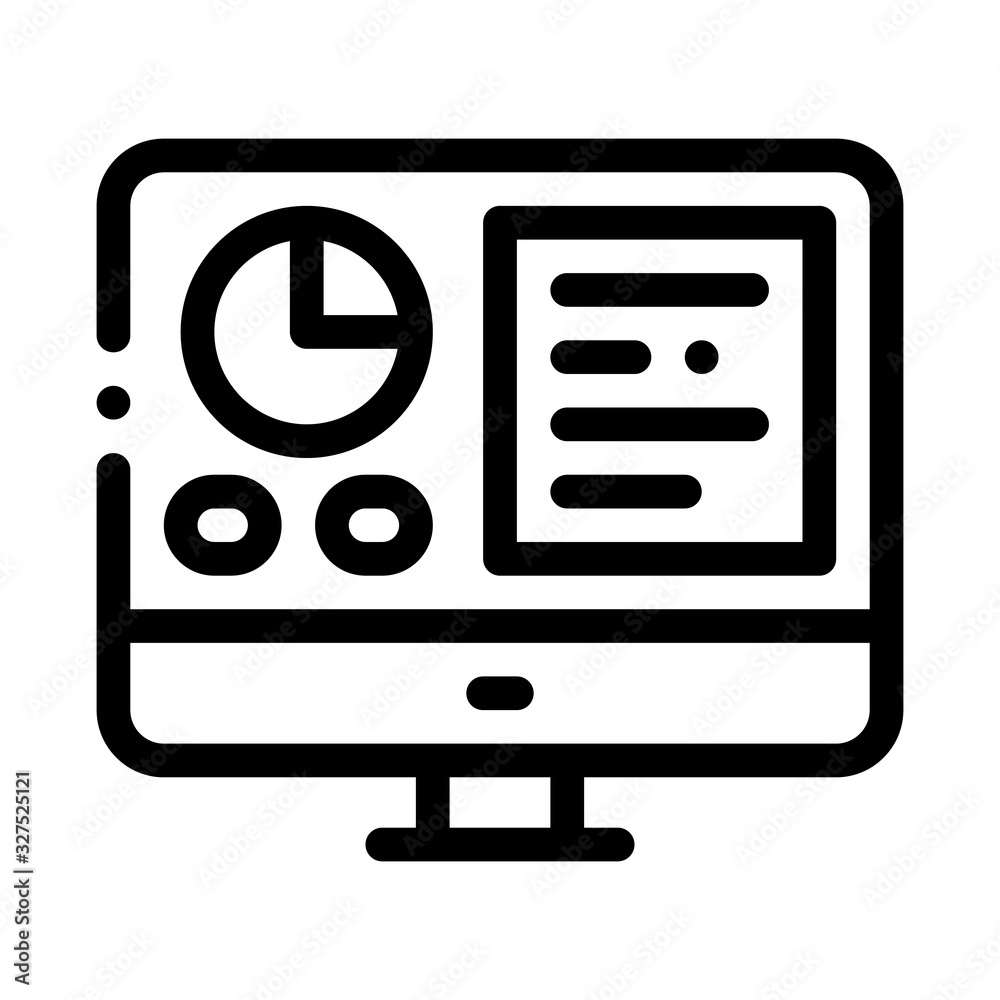 Analytics On Computer Screen Icon Thin Line Vector. Statistician Report On Computer Display With Infographic Concept Linear Pictogram. Monochrome Outline Sign Isolated Contour Symbol Illustration Analytics On Computer Screen Icon Thin Line Vector. Statistician Report On Computer Display With Infographic Concept Linear Pictogram. Monochrome Outline Sign Isolated Contour Symbol Illustration