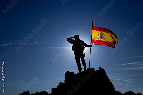 Soldier with the Spanish flag